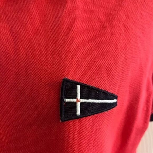 Vintage Nautica Polo. Red with navy trim. Size L. Fits like Medium - Picture 5 of 5